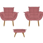 Conjunto Poltronas + Puf Super Confortável Para Sala De Estar