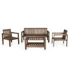 Conjunto Poltronas Banco 3 Lugares E Mesa Madeira Maciça Yesc