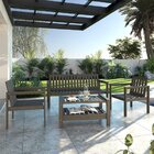 Conjunto Poltronas Banco 3 Lugares E Mesa Madeira Maciça Yesc