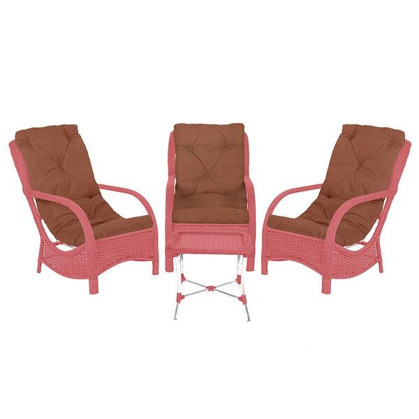 Conjunto Poltronas Com Mesa Jardim Área Varanda Descanso Alum