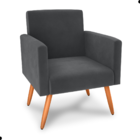 Conjunto Poltronas E Puff Anari Veludo Cinza