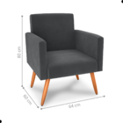 Conjunto Poltronas E Puff Anari Veludo Cinza