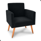 Conjunto Poltronas E Puff Anari Veludo Preto