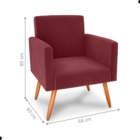 Conjunto Poltronas E Puff Anari Veludo Vinho