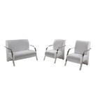 Conjunto Poltronas Vênus Braços Alimínio Tecido Sintético Bra