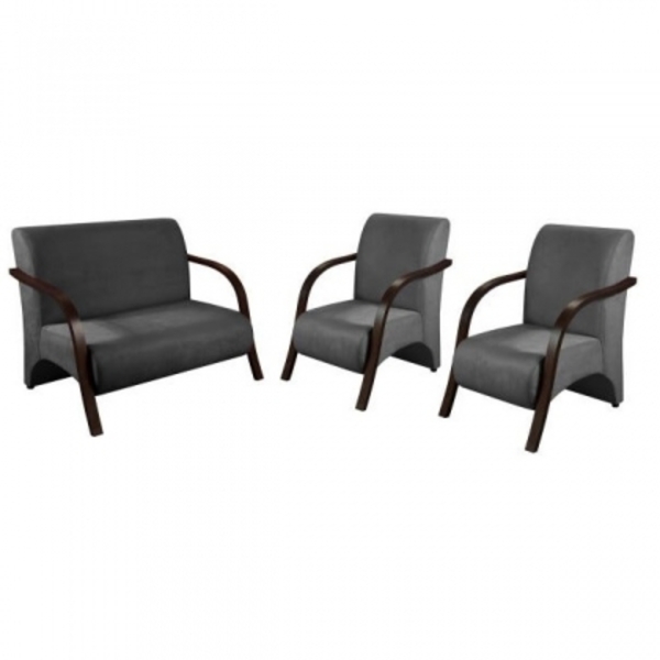 Conjunto Poltronas Venus Braços Em Madeira 1 Namoradeira, 2 D