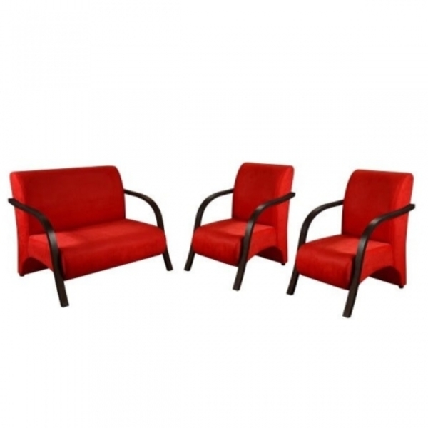 Conjunto Poltronas Venus Braços Em Madeira 1 Namoradeira 2 De