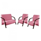 Conjunto Poltronas Venus Braços Em Madeira 1 Namoradeira 2 De