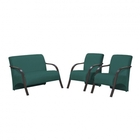 Conjunto Poltronas Venus Braços Em Madeira 1 Namoradeira 2 De