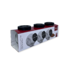 Conjunto Porta Condimentos 180ml Com 3 Potes De Vidro Preto