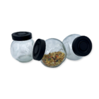 Conjunto Porta Condimentos 180ml Com 3 Potes De Vidro Preto