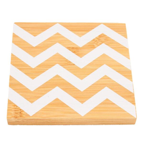 Conjunto Porta Copos Bambu Anji Zig Zag 4 Peças