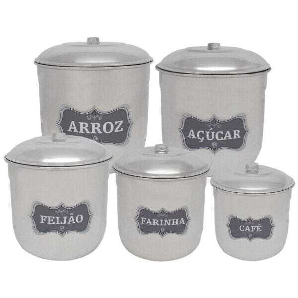 Conjunto Porta Mantimentos Com 5 Peças ( Jogo De Lata ) - Pol