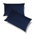 Conjunto Porta Travesseiro Em Veludo Azul Marinho