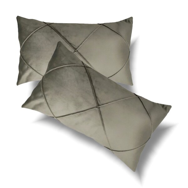 Conjunto Porta Travesseiro Em Veludo Drapeado Camurça