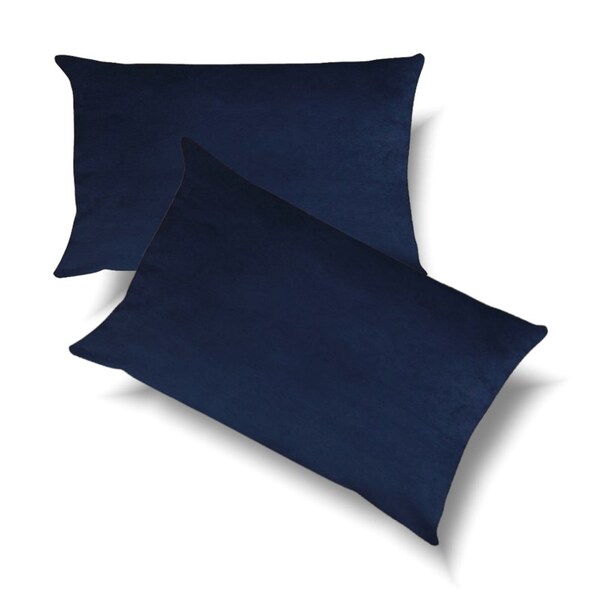 Conjunto Porta Travesseiro Em Veludo Liso Azul Marinho