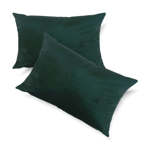 Conjunto Porta Travesseiro Em Veludo Liso Verde Escuro
