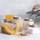 Conjunto Pote De Vidro Tampa Metal Rose Gold 800ml E 1,7l Gas