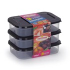 Conjunto Pote Plástico Com Tampa Retangular 3 Peças 500ml