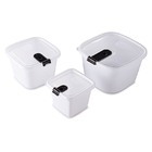Conjunto Potes 03 Peças Trio Quadrado - Plasútil - Branco