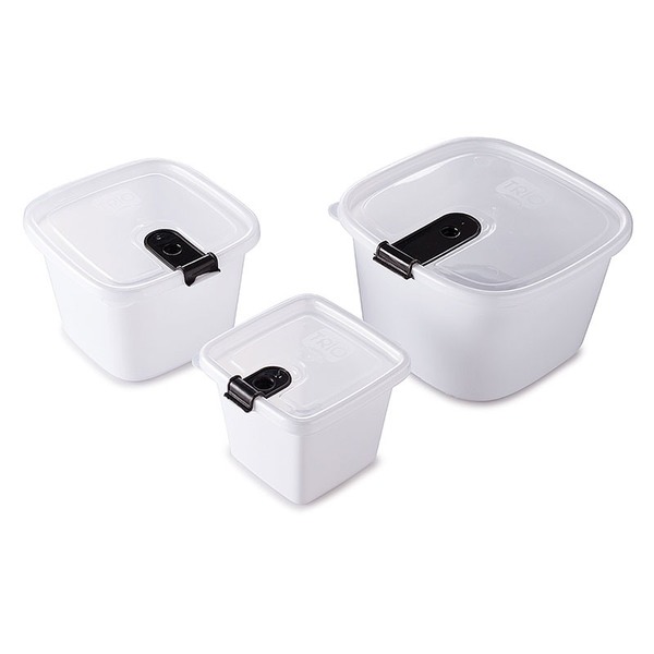 Conjunto Potes 03 Peças Trio Quadrado - Plasútil - Branco