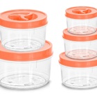 Conjunto Potes Mantimento Redondo Baixo Tampa Com Rosca Plást