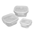 Conjunto Potes Quadrados Com Tampa 3 Peças N2261265 - Quanhe