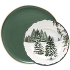 Conjunto Prato Raso Verde E Prato Sobremesa Em Cerâmica Bosqu