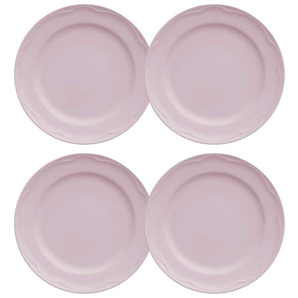 Conjunto Prato Sobremesa Rosa Fractal Com 4 Unidades