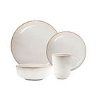 Conjunto Pratos Fundo Sobremesa Cerâmica Caoba Bege 8pçs