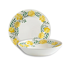 Conjunto Pratos Raso Fundo Cerâmica Alice Amarelo 8pçs