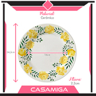 Conjunto Pratos Raso Fundo Cerâmica Alice Amarelo 8pçs