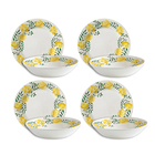 Conjunto Pratos Raso Fundo Cerâmica Alice Amarelo 8pçs