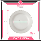 Conjunto Pratos Raso Sobremesa Cerâmica Perla Branco 8pçs