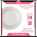 Conjunto Pratos Raso Sobremesa Cerâmica Perla Branco 8pçs