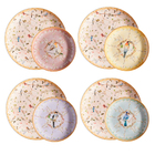 Conjunto Pratos Raso Sobremesa Cerâmica Sussurro Pássaro 8pç