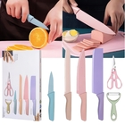 Conjunto Premium De Facas Inox 6 Peças ? Cabos Coloridos, Tes