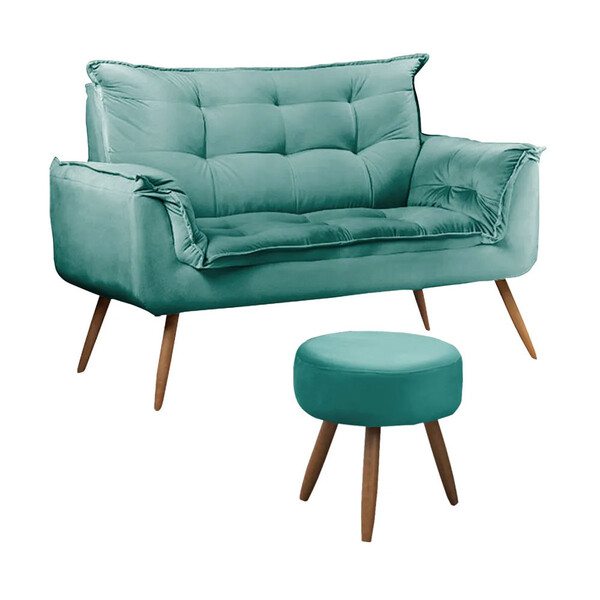 Conjunto Puff + Namoradeira Opala Veludo Star Confort