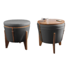 Conjunto Puff Zeus Linho Cinza