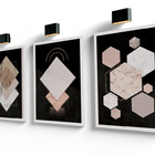 Conjunto Quadros 60x40 Com Moldura Formas Geométrico