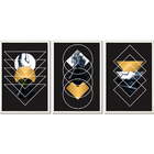 Conjunto Quadros Abstrato Geométrico Ii Sem Vidro Branco