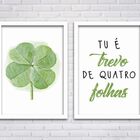 Conjunto Quadros Decorativos 2 Pçs Mdf 20x30 Trevo 4 Folhas -