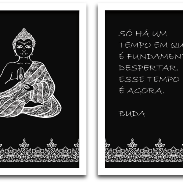 Conjunto Quadros Decorativos 2 Peças 40x60 Buda - Moldura Bra