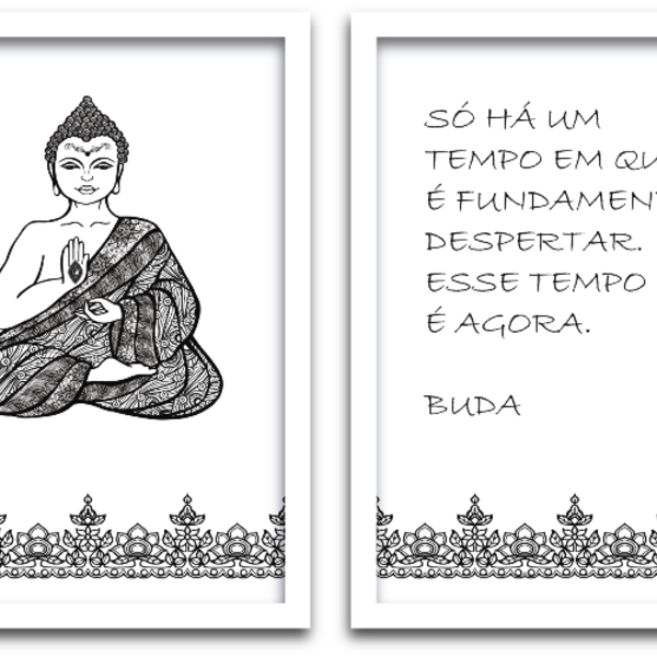 Conjunto Quadros Decorativos 2 Peças 40x60 Buda - Moldura Bra
