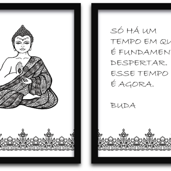 Conjunto Quadros Decorativos 2 Peças 40x60 Buda - Moldura Pre