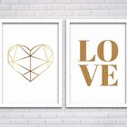 Conjunto Quadros Decorativos 2 Peças 40x60 Heart   Love - Mol