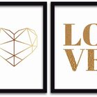 Conjunto Quadros Decorativos 2 Peças 40x60 Heart   Love - Mol