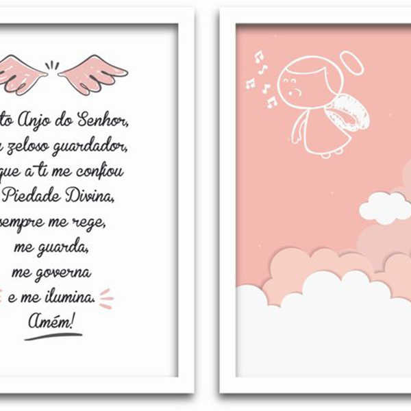 Conjunto Quadros Decorativos 2 Peças 40x60 Menina Anjo - Mold