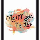 Conjunto Quadros Decorativos 2 Peças 40x60 No Music No Life -