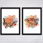 Conjunto Quadros Decorativos 2 Peças 40x60 No Music No Life -